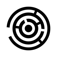 Black Abstract Round Maze Shaped Icon with a Circle