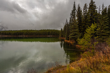 Fototapeta na wymiar Herbert Lake in autumn. Banff National Park, Canada