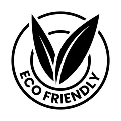 Black Eco Friendly Icon with V Shaped Leaves 5