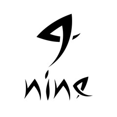 Black Symbol for Number 9 on a White Background - Icon 3