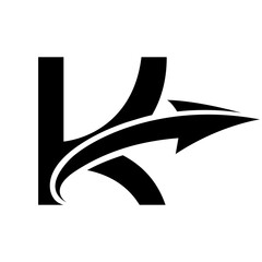 Black Uppercase Letter K Icon with an Arrow