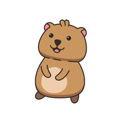 Cute cartoon quokka isolated on white background. Vector illustration for your design