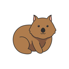 Cute cartoon wombat. Vector illustration isolated on white background.