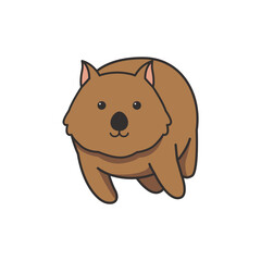 Cute cartoon kawaii wombat. Vector illustration on white background.