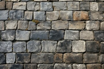 Fototapeta premium Ancient cobblestone weathered street pavement textured background.