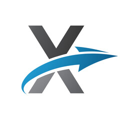 Obraz premium Blue and Black Uppercase Letter X Icon with an Arrow