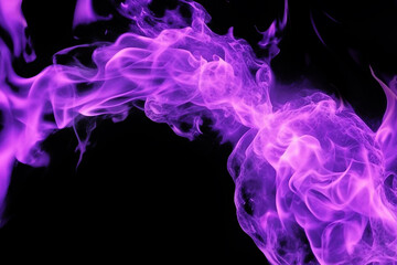 Purple fire on black background, Mayan magic concept. Leave empty space