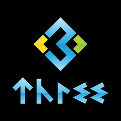 Obraz premium Colorful Glossy Number 3 Icon on a Black Background - Icon 9