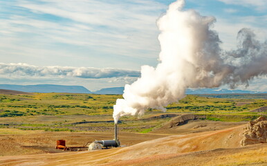 Steam Generator at the Krafla Lava Fields in North Iceland