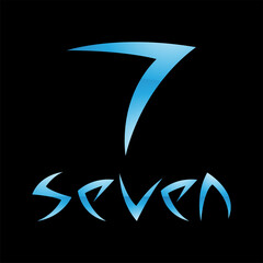 Colorful Glossy Number 7 Icon on a Black Background - Icon 2