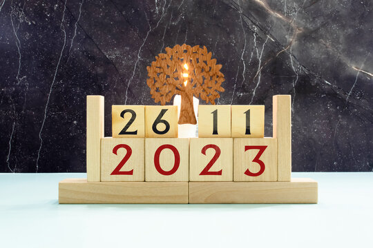 November 26. 26th day of the month, wooden calendar isolated on a white background with shadow