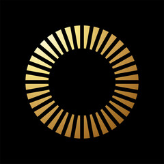 Gold Abstract Circle Shaped Icon with Thin Rectangles