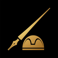 Gold Abstract Dip Pen Stationery Icon