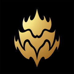 Gold Abstract Flaming Dragon Shape