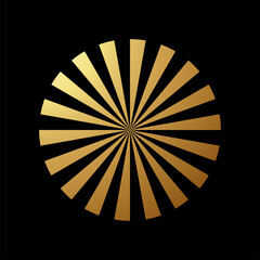 Gold Abstract Round Shaped Icon with Triangular Stripes