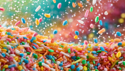 Fototapeta na wymiar colorful sprinkles banner background colorful falling decorative sprinkles background