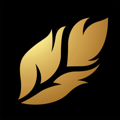 Obraz premium Gold Abstract Simplistic Feather Icon