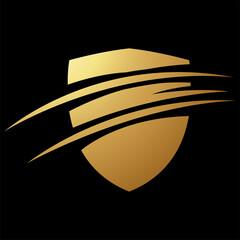 Gold Abstract Slashed Shield Icon