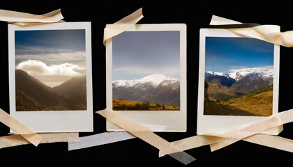 polaroid photo frames with tape strips on transparent background extracted isolated png file - obrazy, fototapety, plakaty