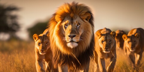 A pride of lions in the Maasai Mara, showcasing wildlife at its most majestic. Ideal for nature and...