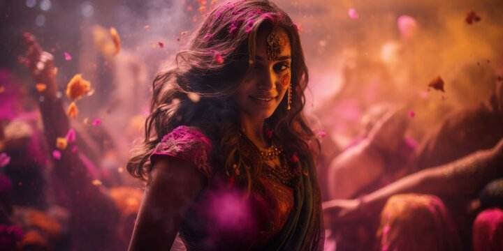 Vibrant Holi celebrations captured in a splash of colors, embodying joy, unity, and cultural tradition. Perfect for cultural and festive themes.