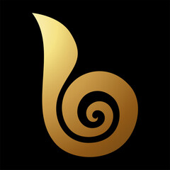 Gold Abstract Swirly Snail-like Letter B Icon
