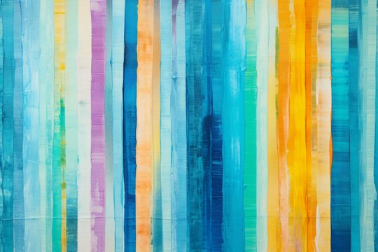 Vibrant abstract art featuring colorful stripes and teal accents. © Kishore Newton