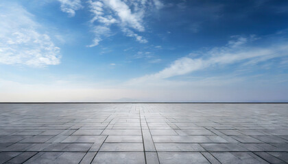 beautiful horizon blue sky with subtle clouds background and empty floor