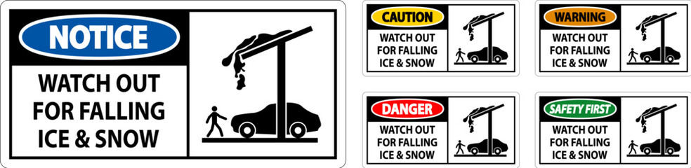 Caution Sign Watch Out For Falling Ice And Snow