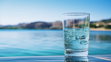 Refreshing glass of water, crystal clear and pure