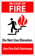 In Case Of Fire Sign Do Not Use Elevators, Use Fire Exit Stairways