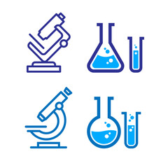Microscope and test tubes vector