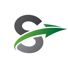 Green and Black Uppercase Letter S Icon with an Arrow