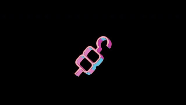 Bright shish kebab icon is jumping merrily. Retro style. Alpha channel black. Looped from frame 120 to 240, Alpha BW at the end