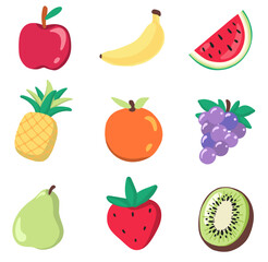 Set of fresh fruits flat isolated illustration collection