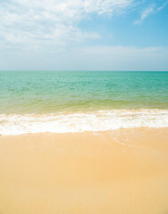 Landscape beautiful summer vertical front view tropical sea beach white sand clean and blue sky...