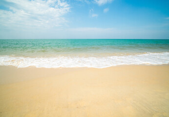 Beautiful Landscape summer panorama front view tropical sea beach white sand clean and blue sky...