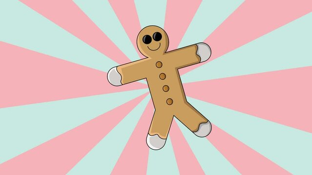 The animation forms a gingerbread icon with a rotating background