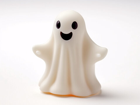 Funny cute 3d halloween ghost, 3d illustration of a spooky masked ghost