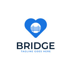 Bridge and Heart Logo Design Concept Vector Illustration Symbol Icon