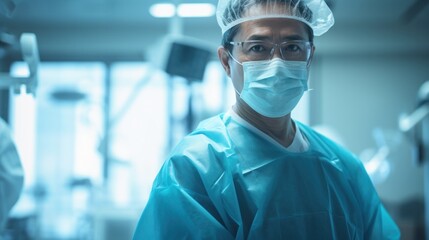 closeup doctor and the hospital operating room, surgery, surgeon, patient, person, operation, medicine, clinic, health, medic, nurse, equipment, mask, professional