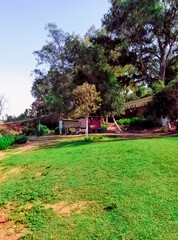 Obraz premium Relax in the tranquil surroundings of a small restaurant nestled among nature picturesque and serene landscapes - a journey into the heart of rural dining experiences