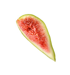 Slice of fresh green fig isolated on white