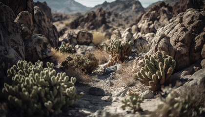 Majestic mountain range, tranquil sunset, nature beauty in extreme terrain generated by AI