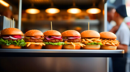 Fast food on food truck in city festival