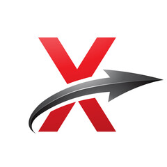 Obraz premium Red and Black Uppercase Letter X Icon with a Glossy Arrow