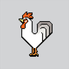 Pixel art illustration Rooster. Pixelated Rooster. Rooster farm pixelated for the pixel art game and icon for website and video game. old school retro.