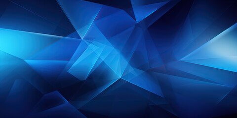 Abstract Geometric in Blue: An abstract illustration predominantly in blue, composed of angular geometric shapes, dynamic lines, and an empty space in the center for adding text or a logo