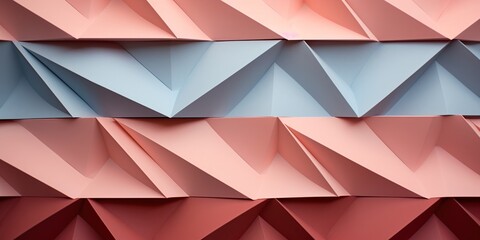 Architectural Origami: An abstract representation merging architectural shapes and the art of origami, featuring intricate folded structures in a blend of muted pastels and bold, geometric patterns