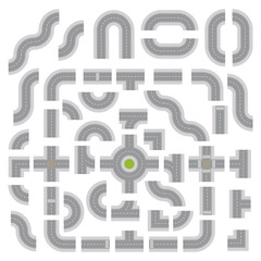 Obraz premium Top Down Light Grey Road Building Kit